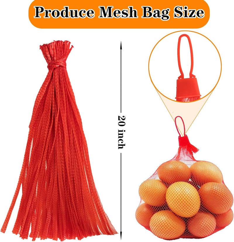 Dupiulk Reusable Mesh Produce Bags, 20 Inch Seafood Boil Bags for Crab Clam Shrimp Cooking, Onion Potato Storage Vegetable Packaging Net Bag with Loop-style Closures (100Pcs-Red) - Image 2